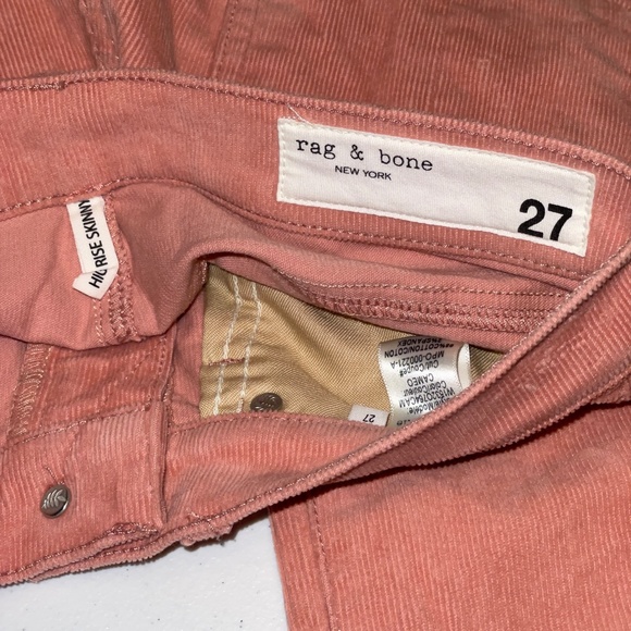 NWOT Rag & Bone High Rise Skinny Corduroy Cameo Size 27 - Picture 4 of 8